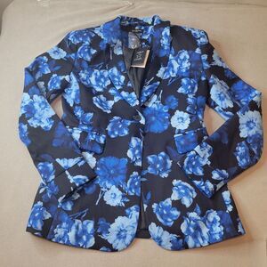 Area Stars Hanna Blue Foral Blazer Jacket Size Small